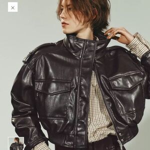 Women's Brand New with tags Zara Black Faux Leather Bomber Jacket